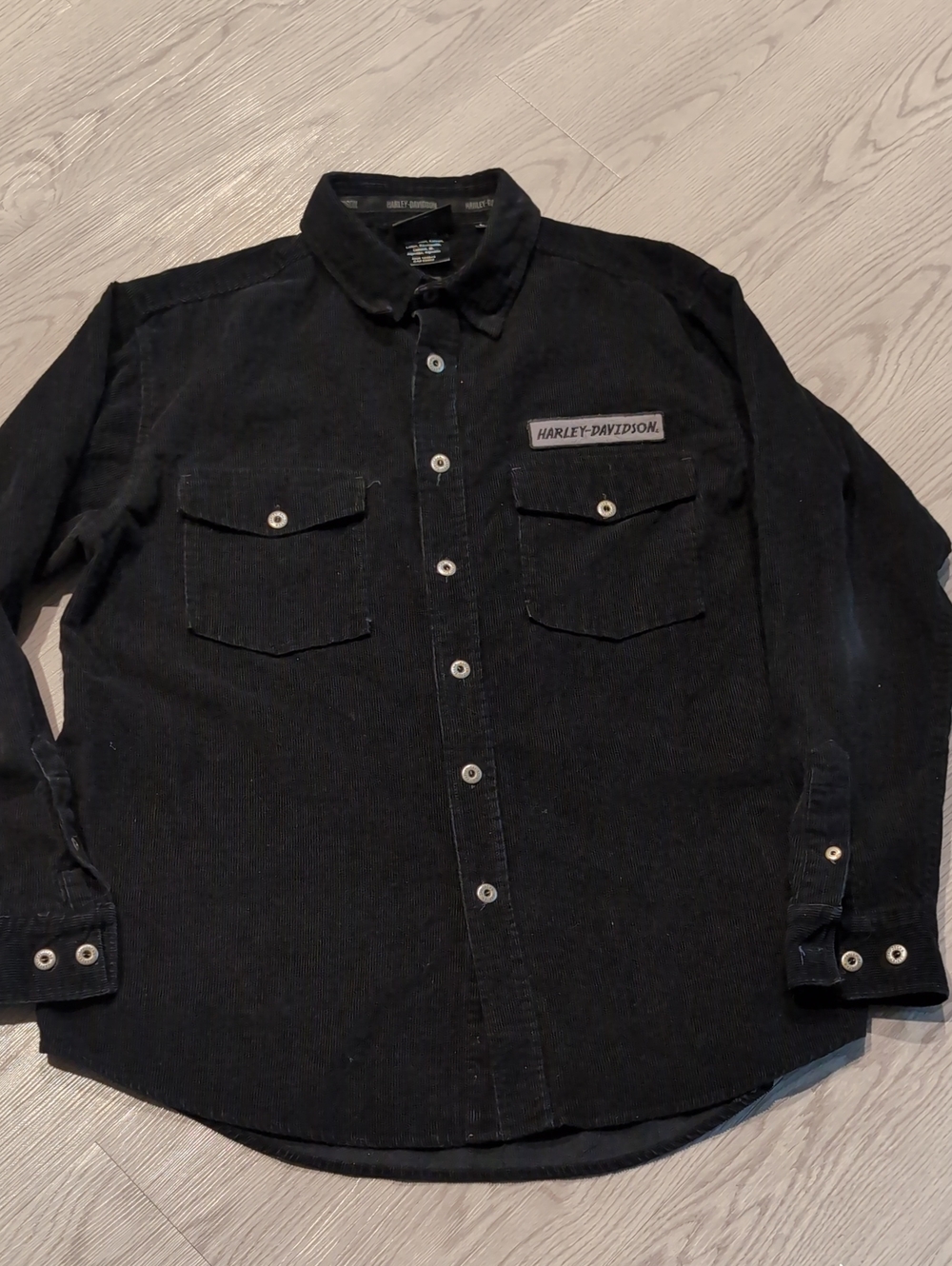 Harley-Davidson Black Corduroy Button-Down Work Shirt